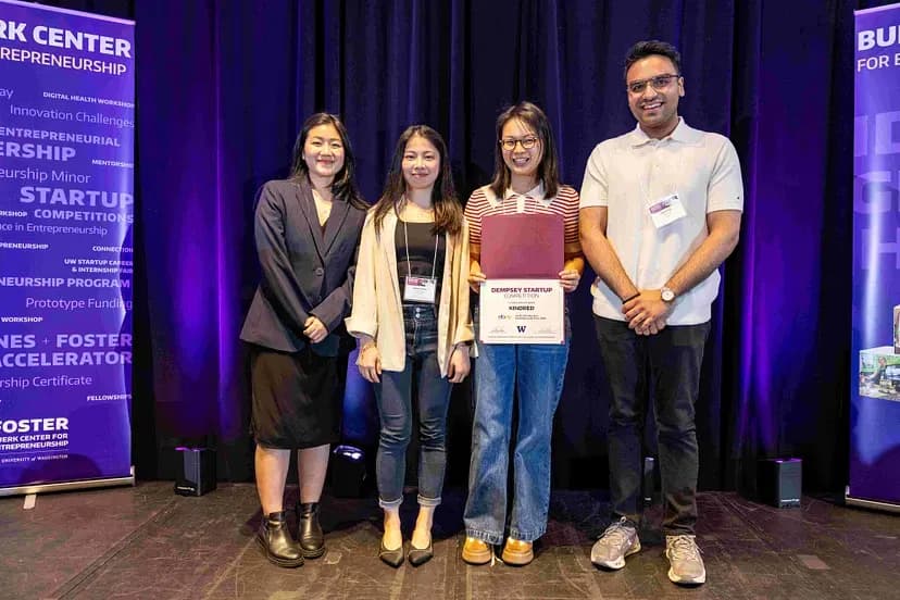 Sahil Dua with the Kindred class-project team at UW’s Dempsey Startup Competition